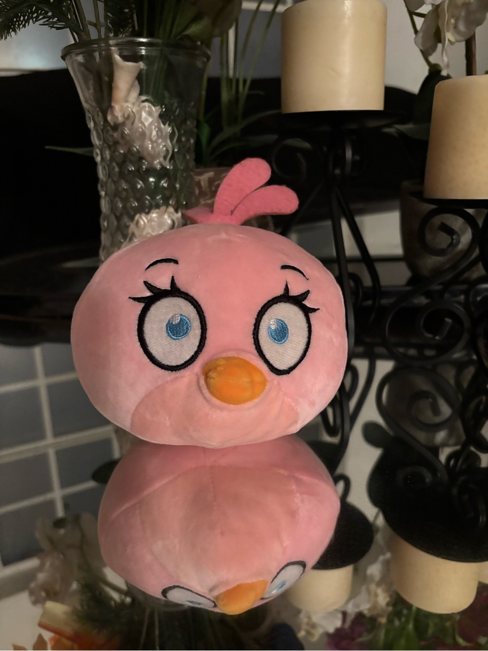 Plush Pink Bird Toy for Small Pets - Soft Cheeky Character